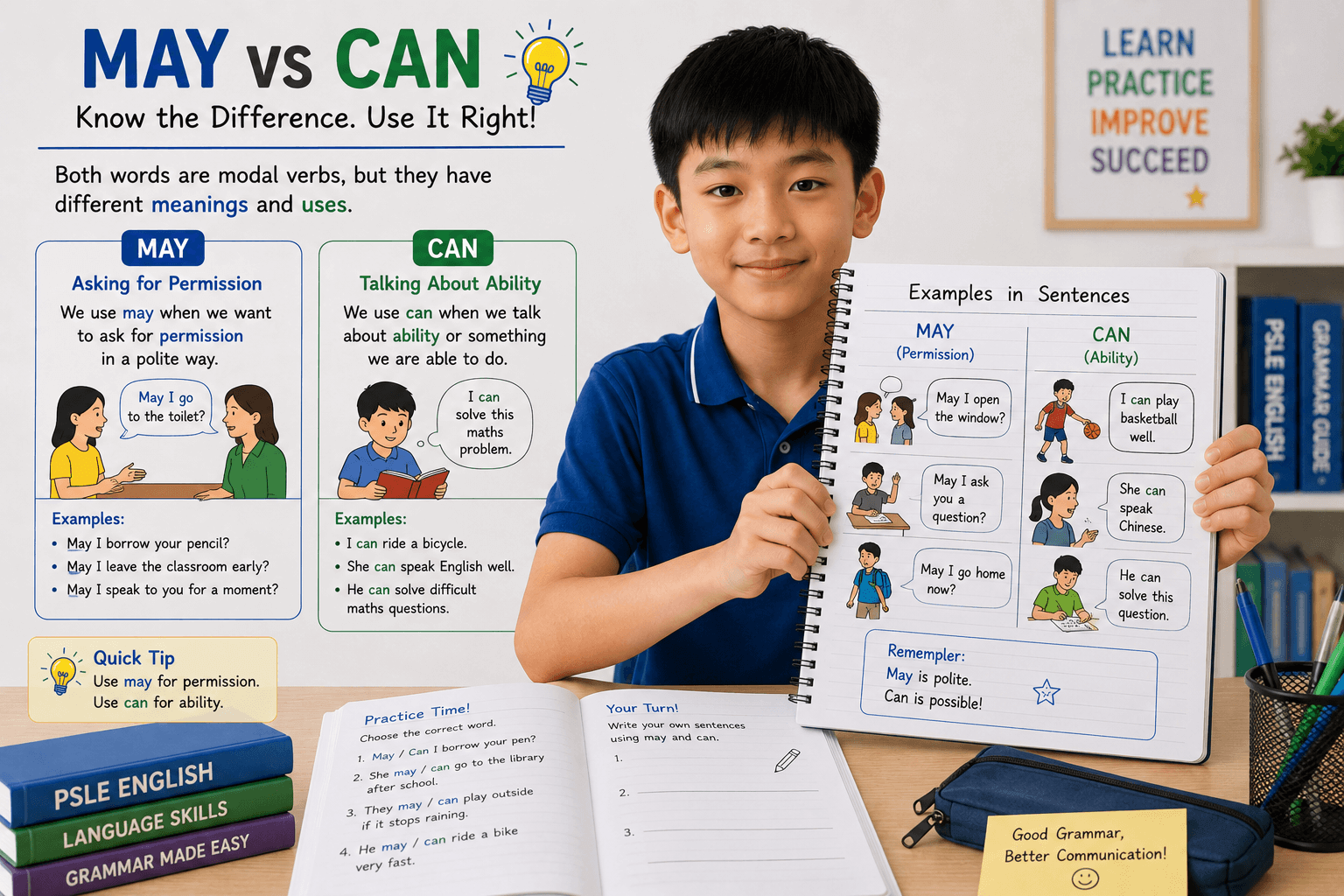 may can grammar PSLE English explanation for asking permission politely